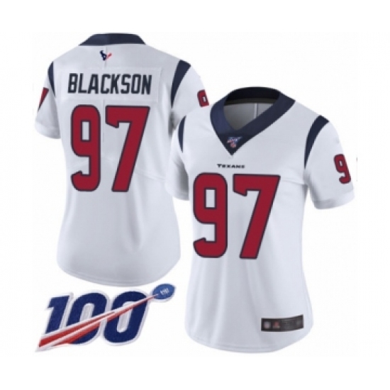 Women's Houston Texans #97 Angelo Blackson White Vapor Untouchable Limited Player 100th Season Football Jersey - Ujersey