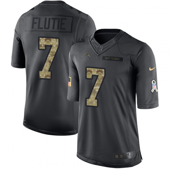 Youth Nike Los Angeles Chargers #7 Doug Flutie Limited Black 2016 Salute to Service NFL Jersey - Ujersey