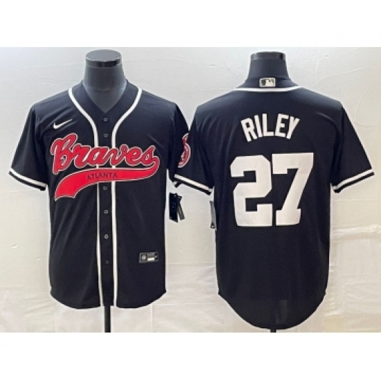 Men's Atlanta Braves #27 Austin Riley Black Cool Base Stitched Baseball Jersey1 - Ujersey