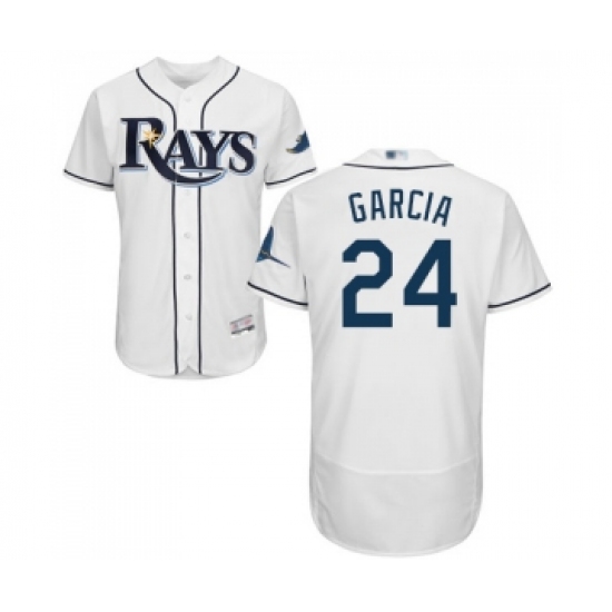 Men's Tampa Bay Rays #24 Avisail Garcia Home White Home Flex Base Authentic Collection Baseball Jersey - Ujersey