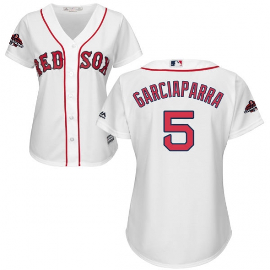 Women's Majestic Boston Red Sox #5 Nomar Garciaparra Authentic White Home 2018 World Series Champions MLB Jersey - Ujersey