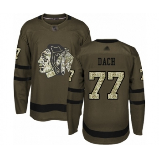 Men's Chicago Blackhawks #77 Kirby Dach Authentic Green Salute to Service Hockey Jersey - Ujersey