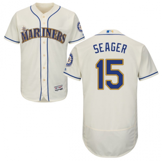 Men's Majestic Seattle Mariners #15 Kyle Seager Cream Alternate Flex Base Authentic Collection MLB Jersey - Ujersey