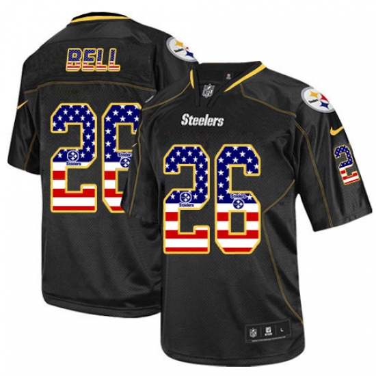 Men's Nike Pittsburgh Steelers #26 Le'Veon Bell Elite Black USA Flag Fashion NFL Jersey - Ujersey