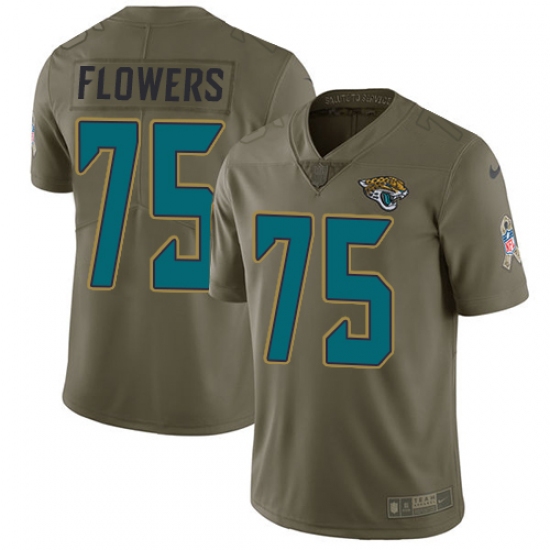 Youth Nike Jacksonville Jaguars #75 Ereck Flowers Limited Olive 2017 Salute to Service NFL Jersey - Ujersey