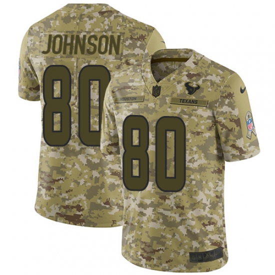 Men's Nike Houston Texans #80 Andre Johnson Limited Camo 2018 Salute to Service NFL Jersey - Ujersey