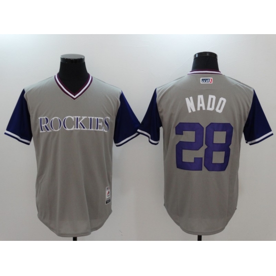 Men's Colorado Rockies #28 Nolan Arenado Gray Baseball Jersey - Ujersey