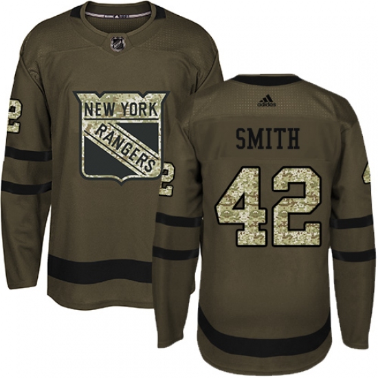 Men's Adidas New York Rangers #42 Brendan Smith Premier Green Salute to Service NHL Jersey - Ujersey