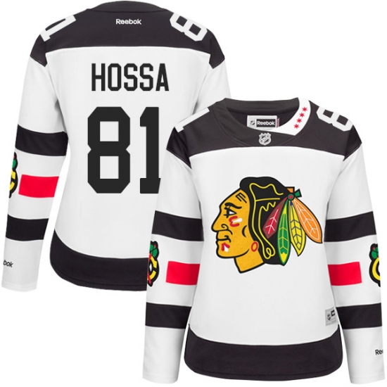 Women's Reebok Chicago Blackhawks #81 Marian Hossa Authentic White 2016 Stadium Series NHL Jersey - Ujersey