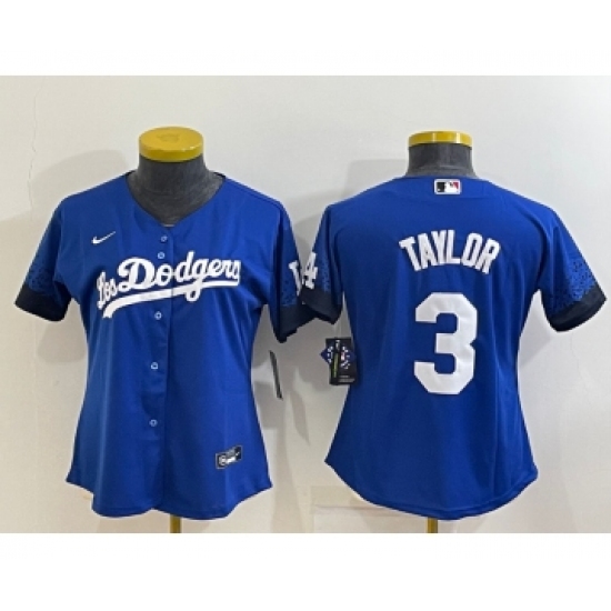 Women's Los Angeles Dodgers #3 Chris Taylor Blue 2022 Cool Base Stitched Nike Jersey - Ujersey