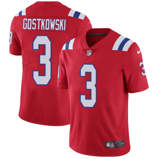 Men's Nike New England Patriots #3 Stephen Gostkowski Red Alternate Vapor Untouchable Limited Player NFL Jersey - Ujersey