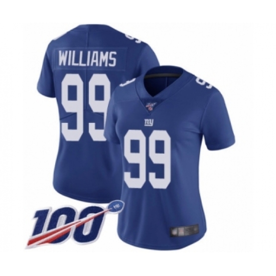Women's New York Giants #99 Leonard Williams Royal Blue Team Color Vapor Untouchable Limited Player 100th Season Football Jersey