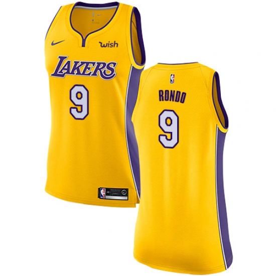 Women's Nike Los Angeles Lakers #9 Rajon Rondo Swingman Gold NBA Jersey - Icon Edition - Ujersey