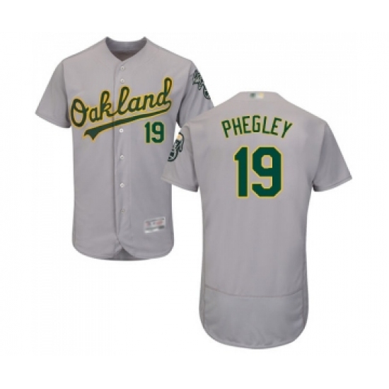 Men's Oakland Athletics #19 Josh Phegley Grey Road Flex Base Authentic Collection Baseball Jersey - Ujersey