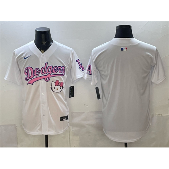 Men's Los Angeles Dodgers Blank White Hello Kitty Night Stitched Baseball Jersey