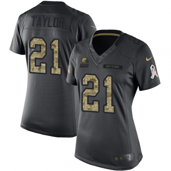 Women's Nike Cleveland Browns #21 Jamar Taylor Limited Black 2016 Salute to Service NFL Jersey - Ujersey