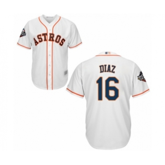 Youth Houston Astros #16 Aledmys Diaz Authentic White Home Cool Base 2019 World Series Bound Baseball Jersey - Ujersey