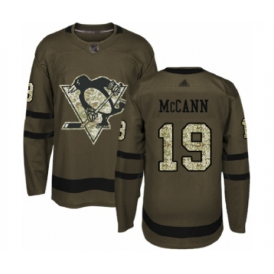 Youth Pittsburgh Penguins #19 Jared McCann Authentic Green Salute to Service Hockey Jersey - Ujersey