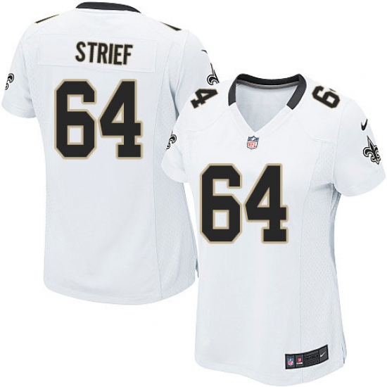 Women's Nike New Orleans Saints #64 Zach Strief Game White NFL Jersey - Ujersey