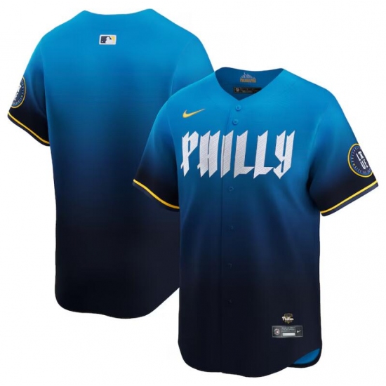 Men's Philadelphia Phillies Blank Blue 2024 City Connect Limited Stitched Jersey - ujerseystore