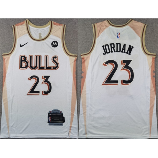 Men's Chicago Bulls #23 Michael Jordan White 2024 City Edition Stitched Basketball Jersey - Ujersey