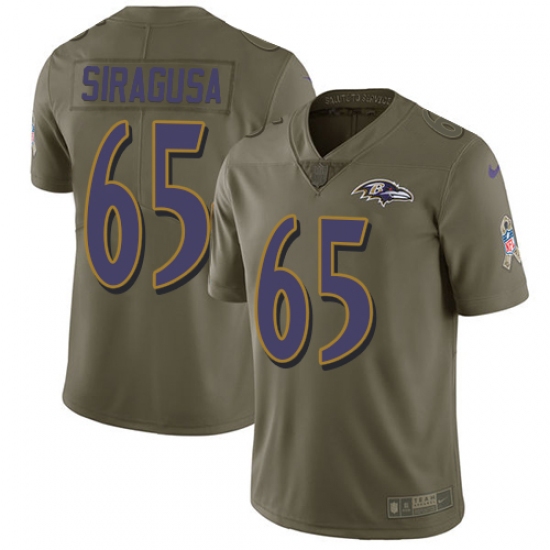 Men's Nike Baltimore Ravens #65 Nico Siragusa Limited Olive 2017 Salute to Service NFL Jersey - Ujersey