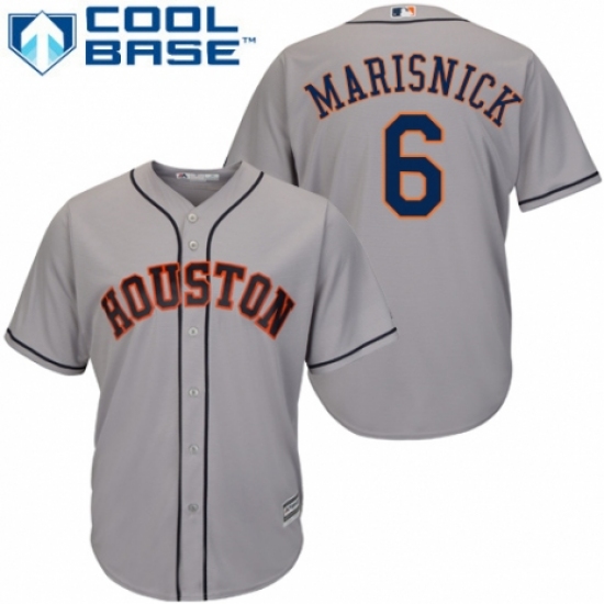 Men's Majestic Houston Astros #6 Jake Marisnick Replica Grey Road Cool Base MLB Jersey - Ujersey