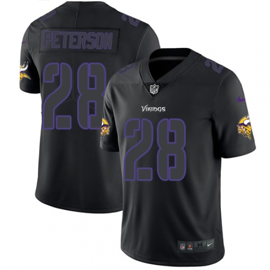 Men's Nike Minnesota Vikings #28 Adrian Peterson Limited Black Rush Impact NFL Jersey