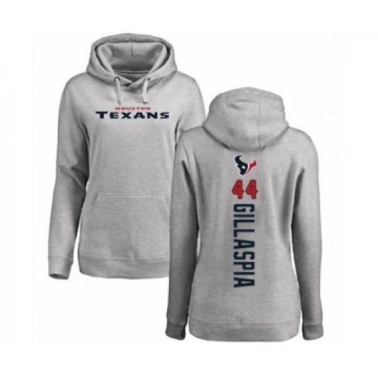 Football Women's Houston Texans #44 Cullen Gillaspia Ash Backer Pullover Hoodie - Ujersey