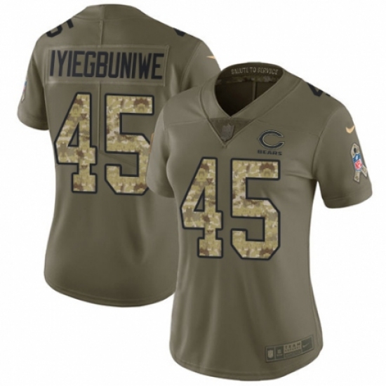 Women's Nike Chicago Bears #45 Joel Iyiegbuniwe Limited Olive/Camo 2017 Salute to Service NFL Jersey - Ujersey