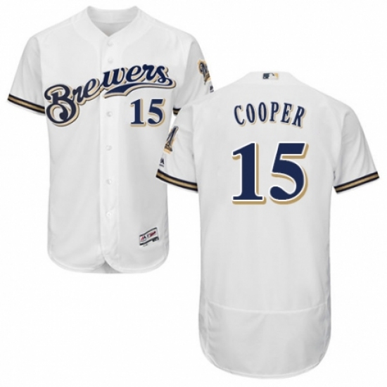 Men's Majestic Milwaukee Brewers #15 Cecil Cooper Navy Blue Alternate Flex Base Authentic Collection MLB Jersey - Ujersey