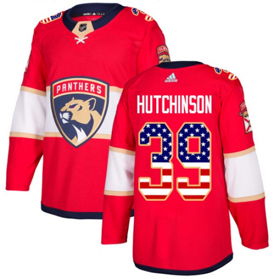 Men's Adidas Florida Panthers #39 Michael Hutchinson Authentic Red USA Flag Fashion NHL Jersey - Ujersey