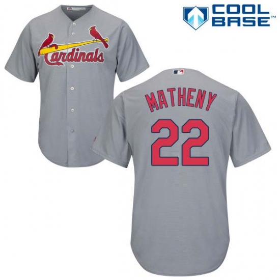 Youth Majestic St. Louis Cardinals #22 Mike Matheny Replica Grey Road Cool Base MLB Jersey - Ujersey