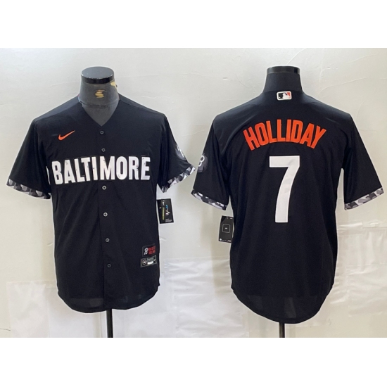 Men's Baltimore Orioles #7 Jackson Holliday Black 2023 City Connect Cool Base Stitched Jersey - Ujersey