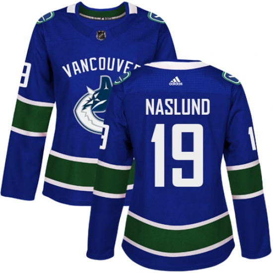Women's Adidas Vancouver Canucks #19 Markus Naslund Premier Blue Home NHL Jersey - Ujersey