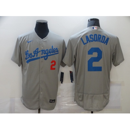 Men's Los Angeles Dodgers #2 Tommy Lasorda Nike Gray Jersey - Ujersey
