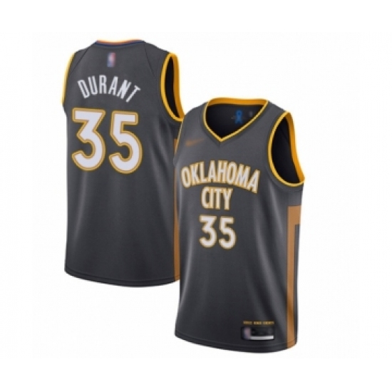Women's Oklahoma City Thunder #35 Kevin Durant Swingman Charcoal Basketball Jersey - 2019 20 City Edition - Ujersey