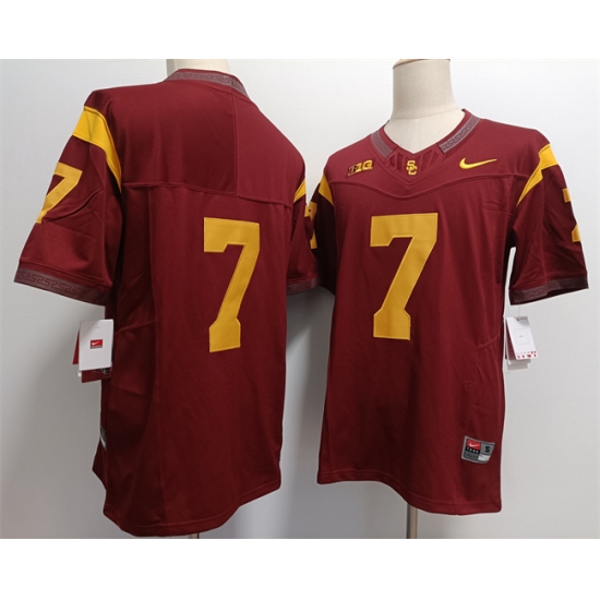Men's USC Trojans #7 Miller Moss 2023 F.U.S.E. Red No Name Stitched Jersey - Ujersey