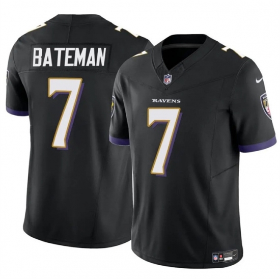 Men's Baltimore Ravens #7 Rashod Bateman Black 2023 F.U.S.E Vapor Limited Football Jersey - Ujersey