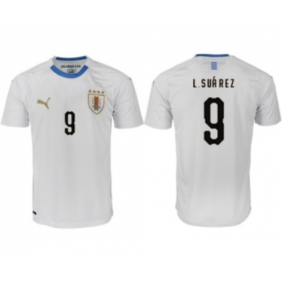 Uruguay #9 L.Suarez Home Soccer Country Jersey