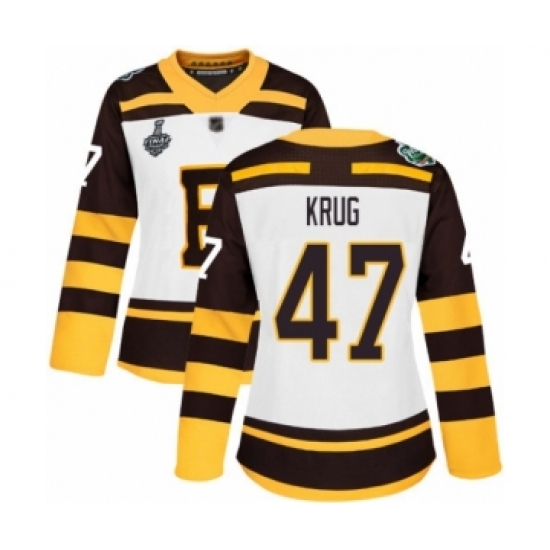 Women's Boston Bruins #47 Torey Krug Authentic White Winter Classic 2019 Stanley Cup Final Bound Hockey Jersey - Ujersey