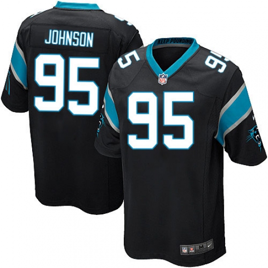Men's Nike Carolina Panthers #95 Charles Johnson Game Black Team Color NFL Jersey - Ujersey