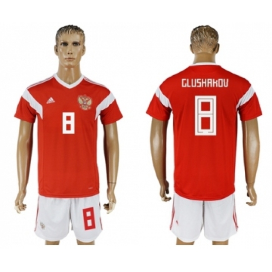 Russia #8 Glushakov Home Soccer Country Jersey