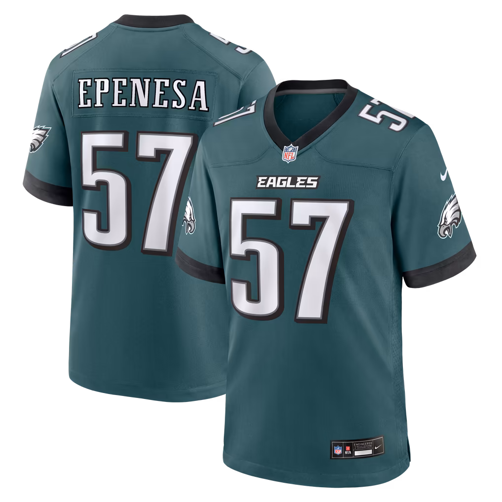 Men's Philadelphia Eagles A.J. Epenesa Nike Midnight Green Team Game Jersey - Ujersey