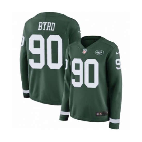 Women's Nike New York Jets #90 Dennis Byrd Limited Green Therma Long Sleeve NFL Jersey - Ujersey