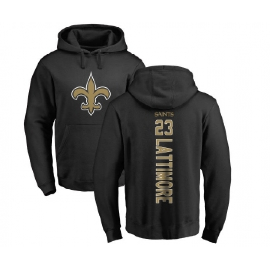 Football New Orleans Saints #23 Marshon Lattimore Black Backer Pullover Hoodie - Ujersey