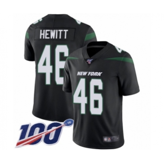 Men's New York Jets #46 Neville Hewitt Black Alternate Vapor Untouchable Limited Player 100th Season Football Jersey - Ujersey