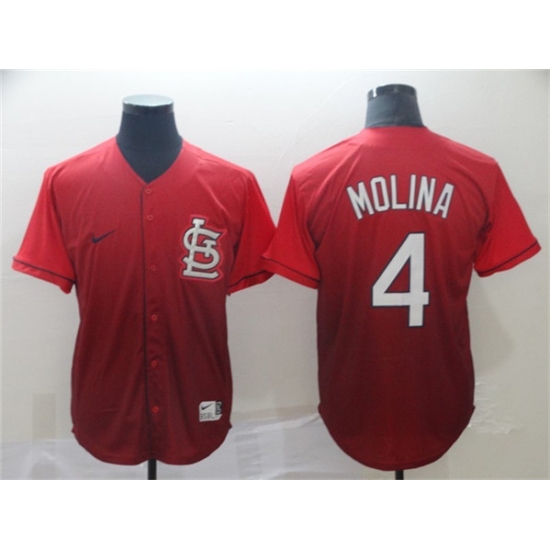 Men's St. Louis Cardinals #4 Yadier Molina Red Fade Stitched Baseball Jersey - Ujersey