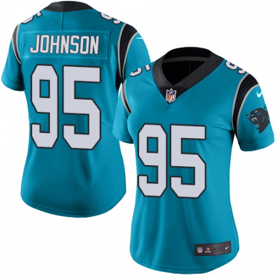 Women's Nike Carolina Panthers #95 Charles Johnson Blue Alternate Vapor Untouchable Limited Player NFL Jersey - Ujersey