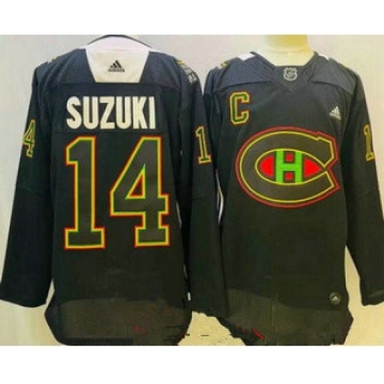 Men's Montreal Canadiens #14 Nick Suzuki Black History Night Authentic Jersey - Ujersey
